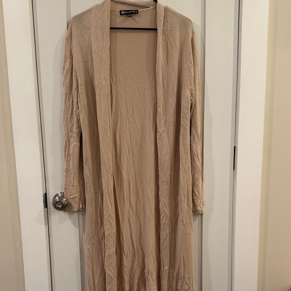 Beige Long Duster Cardigan